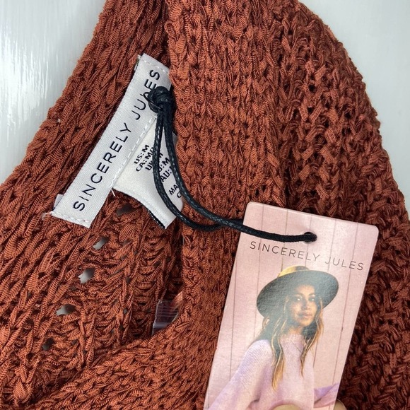 Burgundy Knit Cropped Cardigan NWT Sincerely Jules Revolve Academia - Picture 3 of 4